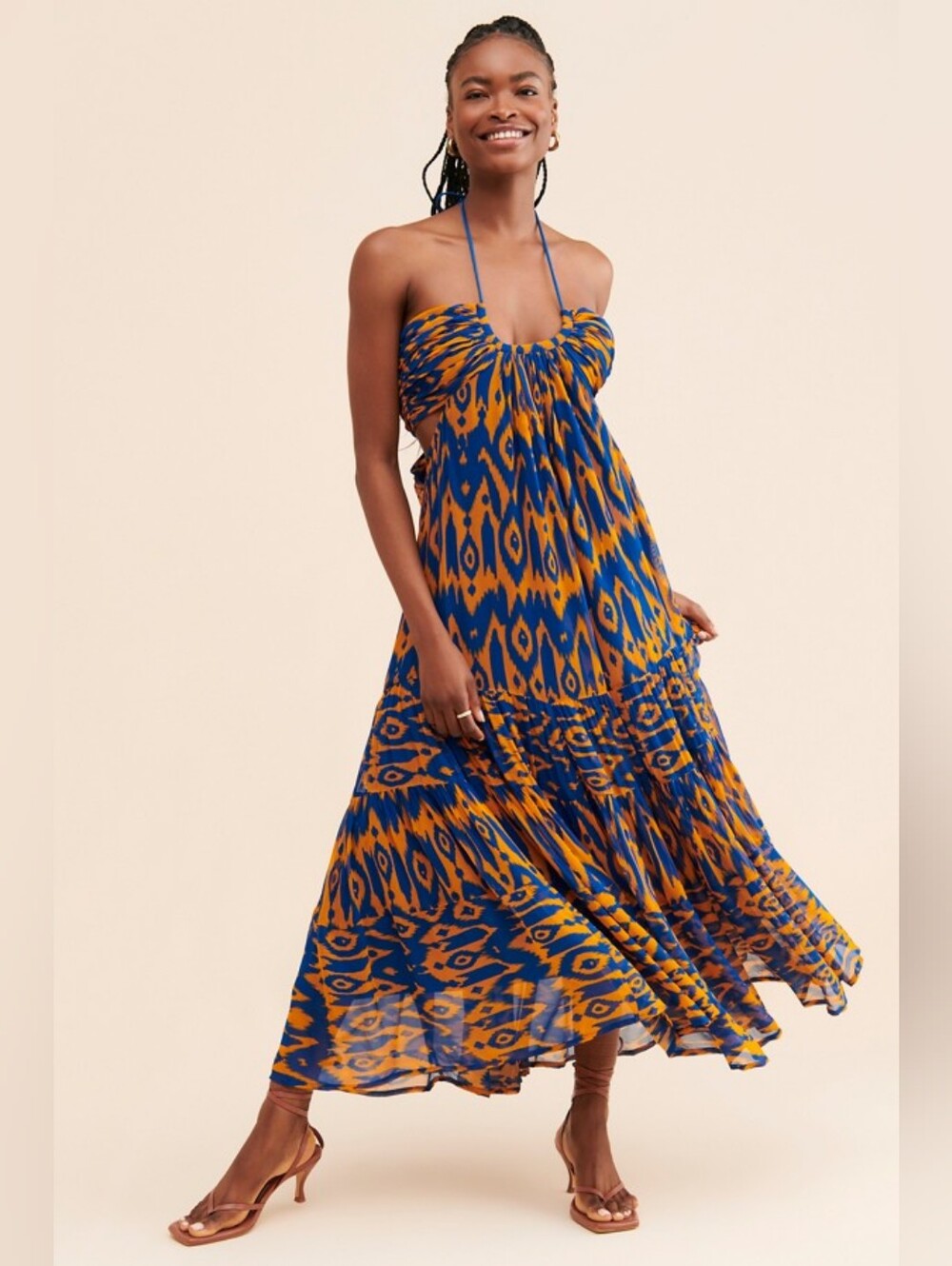 Verb by Pallavi Singhee SILK CUT OUT MAXI HALTER DRESS XS $248;MSRP